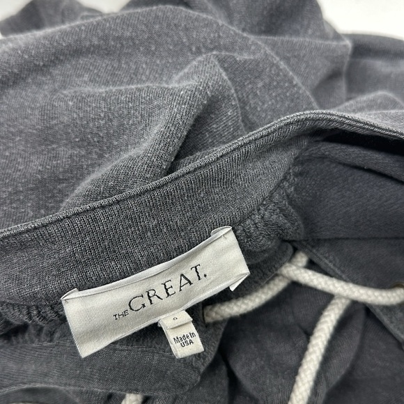 The Great Sweatshirt V-Neck Rope Lace Up Top Long Sleeve Pullover Gray Size 0 XS - Picture 8 of 10
